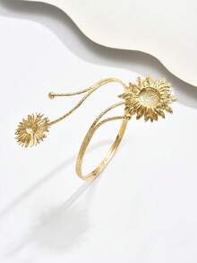 1pc Women's Fashionable Sunflower Arm Bracelet, Suitable For Vacation Wear - Gold-b1187 - View 5