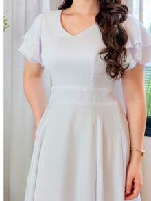 Women's Dress Casual Elegant Party DOBLE MANGA - 白色 - 查看 5