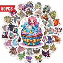 50pcs Creative Cartoon Magic Cake Stickers, Cute Personalized Waterproof Decorative Paper Cake Stickers - 50 Creative Cartoon Magic Cake Stickers - View 4
