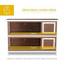 54" 2-Story Large Rabbit Hutch Bunny Cage Wooden Pet House Small Animal Habitat With Lockable Doors, No Leak Tray And Waterproof Roof For Rabbits, Chickens, Ducks, Outdoor/Indoor Brown - Cà phê nâu - Xem 3
