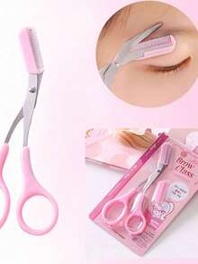Smooth Cutting Edge, Won't Tear Hair. Ideal For Trimming Eyebrows, False Lashes And Fine Stray Hairs. Waterproof, Sharp And Eyebrow Razor. Eyebrow Trimmer, Comb, Scissors, Eyebrow Groomer, Lash Remover, Rust-Resistant And Durable, With Comfortable Handle For Long-Time Use Without Fatigue. - Multicolor - View 3