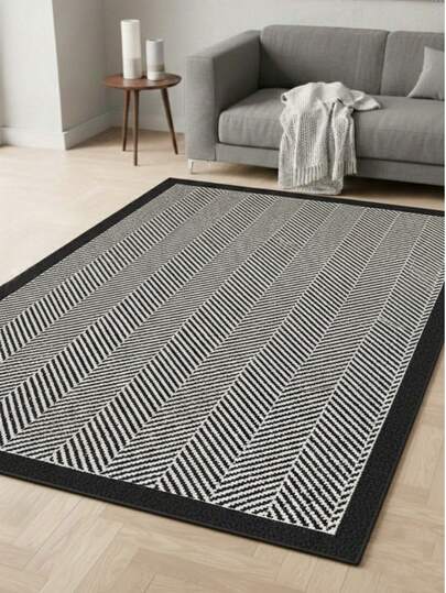 Modern Geometric Pattern Washable Area Rug - Distressed Monochrome Abstract Print Carpet For Living Room, Bedroom & Home Decor 80x200 Cm, 80x300 Cm,100x200 Cm, 120x180 Cm