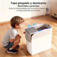 Bote de Basura Cocina Baño12L/3.2 Galón Inteligente Grande sin Contacto Tapa Deslizante Automática Adsorción Automática de Bolsas de Basura para Inodoro Oficina Caravana Dormitorio y Sala De Estar - Tapa Deslizante - Ver 3