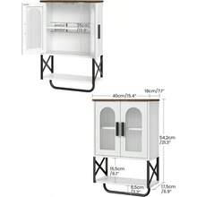 Bathroom Wall Cabinet, Medicine Cabinet With Adjustable Shelf And Towel Bar, Storage Cabinet Wall Mount With 2 Glass Doors, For Bathroom, Kitchen, Living Room, Dining Room, White And Walnut - Default - View 4