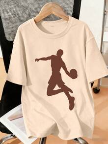 3pcs Basketball Themed Printed Sports T-Shirts, Suitable For Boys Casual Wear, Round Neck Short Sleeve, Basketball Theme, Suitable For Teenagers Sports Tops, Spring/Summer - Multicolor - View 4
