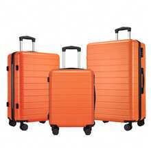 20 Inch 24 Inch 28 Inch Luggage Suitcase Carry On Cabin ABS Spinner Wheels Password Lock Lightweight 3 Piece Set Small Medium Large Holiday Travel - 橘色 - 查看 11