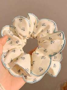 1pc Women Floral Scrunchie, Casual Elastic Hair Tie, Daily Wear Scrunchies Scrunchy Hair Ties Ponytail Head Accessories Elastic Band Beauty Home Hair Accessories - Be - Xem 3