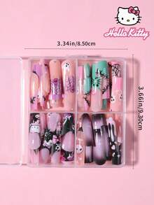 SANRIO 96pcs 3D Gel Nail Stickers, 4 Designs Including Evil Hello Kitty, Ghosts, Bats And Decorations, With Rhinestones And Spider Web, Bloody Style, Fits Acrylic Nails, Includes Glue And Nail File, Suitable For Women And Girls For Daily Life And Parties - Multicolor - View 6