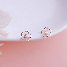 Women Stud Earrings - Flower Earrings (rose Gold Plated Brass) - View 2