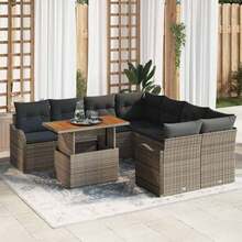 vidaXL Garten-Sofa-Set mit Speicher 9 pcs Grau Poly Rattan - Gris - Voir 1