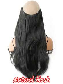 Tóc giả dài thẳng hình chữ V vô hình 22 inch/55cm dành cho nữ, kèm phần tóc nối dài xoăn, kẹp tích hợp giúp tạo vẻ ngoài tự nhiên. - Black-brown - Xem 18