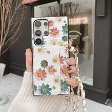 1件装优雅花卉豹纹图案卡包斜挎钱包手机壳，兼容三星Galaxy S26 S25 Edge S24 S23 S22 S21 S20 FE Note 20 Ultra A17 A16 A15 A07 A52 A53 A54 A25 5G, 10 9 Pro XL 8 7 6 9a 8a, Note 15 Pro 14 13 4G Poco C75，PU皮革多功能保护套 - 花朵75 - 查看 3
