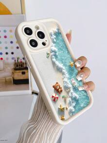 Ocean Starfish Cartoon Water Wave Colorful Engraved Beige Thick Perforated Minimalist Shockproof Printed Phone Case Suitable For IPhone 17/17 Pro Max, 16/16 Pro/16 Pro Max, 16 Plus, 15 XR/7/8, 15 Pro Max, 13 Pro Max, 14 Pro Max, 13, 14, 11, 12 Pro Max, 11 Pro, 12, Phones - Multicolor - View 4