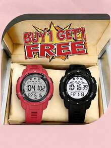 Buy 1 Get 1 Free, 2pcs/Set Unisex Sports Watch With Pedometer, Alarm Clock, Backlight Function, Couples/Students Watch - Multicolor - View 17
