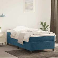 vidaXL Boxspringbett mit Matratze Dunkelblau 90x190 cm Samt - Bleu azur - Voir 1