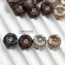 10/20 piezas Botones redondos retro versátiles con textura de flores de rhinestone para suéter, cárdigan, camisa decoración DIY - multicolor - Ver 2