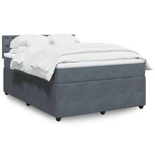 vidaXL Boxspringbett Mit Matratze Dunkelgrau 140x200 Cm Samt - Gris - Voir 1