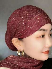 1 chiếc/bộ Khăn trùm đầu lưới mới, Mũ co giãn rỗng đính đá, Băng đô co giãn đính đá, Mũ turban thời trang cho mẹ, Có thể che tóc và chống nắng, Mũ mặc nhà cho mẹ, Khăn trùm đầu, Mũ ngủ cho phụ nữ - Nhiều màu - Xem 6