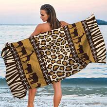 Animal Leopard & Zebra Pattern Beach Towel, Quick-Dry Microfiber Beach Towel For Summer Vacation, Soft Absorbent Anti-Sand Swimming Bath Towel, Suitable For Beach, Pool, Bathroom, Travel, Lightweight & Fade-Resistant Patterned Towel For Men & Women - Beraneka Warna 1 - View 11