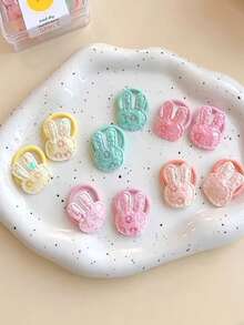 10 piezas/paquete Scrunchies de pelo de colores lindos y mezclados para niñas, adecuados para cabello fino, envueltos con hilo, alta elasticidad, estilos aleatorios - Multicolor - Ver 6