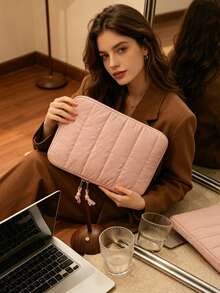 1 Túi Tote Laptop Chần Bông, Túi đựng máy tính 9-14 inch, Túi Bảo Vệ Màu Trơn, Túi Nhỏ, Túi Đính Kèm Tài Liệu, Túi Đựng Máy Tính, Túi Mang Máy Tính, Túi Đựng Máy Tính Thời Trang Cho Nữ, Dành Cho Mac Book, HP, Máy Tính Bảng, Túi Xách Tay 9-14 inch, Dành Cho iPad Air 4 5 Pro 11 Mini 5 6, Túi Chống Sốc, Túi Túi Dành Cho Nữ/Nữ Sinh Viên/Học Sinh Đi Làm/Du Lịch/Nghỉ Hè - Hồng - Xem 6