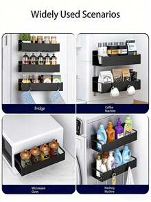 2件套多功能磁性收纳架，1大1小组合装，黑色金属壁挂式整理架，坚固厚实结构 - 彩色 - 查看 11