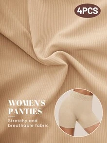 MEIYATING 4件組女款高腰收腹蜜桃臀內褲短褲，柔軟舒適日常穿著單車褲 - 彩色 - 查看 6