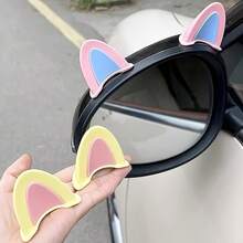 2 Cute Cat Ear (Steamed Cat Ear Shape Bread) Car Steering Wheel Decorations - Adhesive Dashboard Decorations, Plastic Car Interior - Cute Ears - View 4