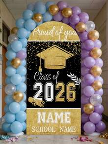 Customized Elastic Arch-Shaped Backdrop Cover - Suitable For Curved Backdrop Stands, Applicable For Birthday Parties, Theme Parties, Weddings, Multiple Sizes Available, Breathable And Washable, Personalized Options Include Fun & Cute, Heart-Shaped, Elegant & Minimalist Designs, Unique Personalized Gift Idea - Multicolor - View 2