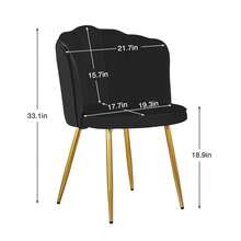 Velvet Dining Chairs Set Of 6- Scalloped Back Dining Chairs With Gold Metal Legs & Adjustable Foot Pads, Modern Luxury Dining Chairs For Dining Room Kitchen - Black - View 9