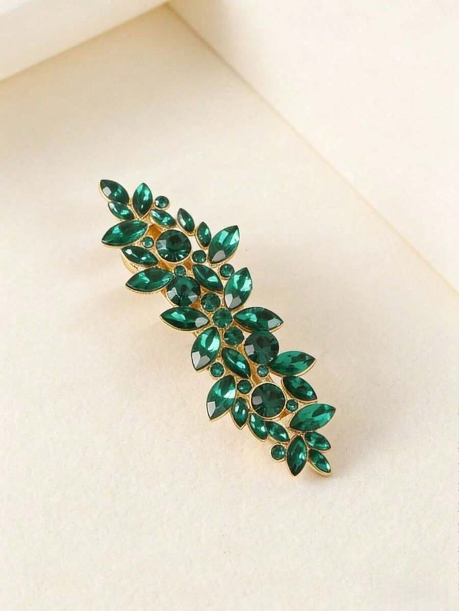 1pc Elegant Rhinestone Resin Hair Clip,Summer,Holiday,Travel, Accessories For Women - Green - View 1