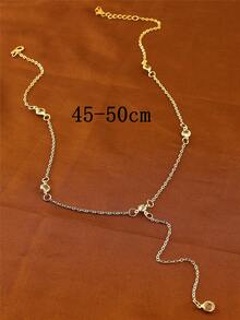 女士叠戴项链，精致镀金长项链，简约Y字形金项链，女士黄金首饰礼品 - 金色 - 查看 2