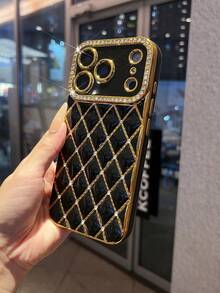 1pc Rhombus Rhinestone Electroplated Laser-Engraved TPU Phone Case Compatible With IPhone Waterproof Shockproof Anti-Fall Scratch Resistant - Multicolor - View 6