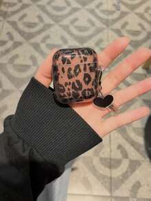 Estuche para auriculares y colgante con estampado de leopardo semitransparente de otoño/invierno compatible con Apple 4/3/2/Pro 2/Pro - Café integral - Ver 10