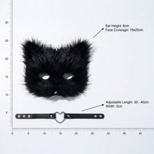 1/2 件套 女童仿毛皮狐狸狼猫棕色黑色灰色毛绒面具 PU 皮革心形项链 Cosplay 配饰 派对装扮 哥特 Y2K 原宿可爱小猫毛绒狐狸面具项链套装 万圣节 Cosplay 派对 嘉年华 嘉年华服装配饰 - 彩色 - 查看 5