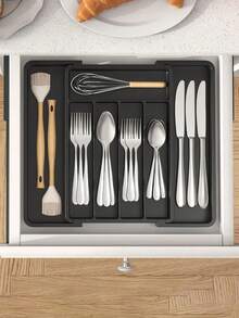 Efficient Space Saving Organizer Tray With Extendable Adjustable Width Design Sleek Storage Box Versatile Silverware Drawer Organizer Utensil Holder Flatware Kitchen Drawers Room Home Bathroom Decor Kitchen Essentials Wedding Apartment Essentials - Multicolor - View 7