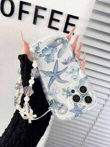 1 chiếc ốp lưng TPU trong suốt chống rơi hình sao biển, sứa, vỏ sò, cá heo kèm dây đeo hoa ngọc trai, phù hợp với 17/17Pro/17 Pro Max/16/16 Pro/16 Pro Max/15/15 Pro/15 Pro Max/14/14 Pro/14 Pro Max/13/13 Pro/13 Pro Max/12/12 Pro/12 Pro Max/11/11Pro/11 Pro Max, quà tặng dịu dàng phong cách biển mùa hè cho cô gái. - Nhiều màu - Xem 4
