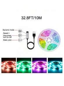 Tira de luz de fondo RGB alimentada por USB, iluminación ambiental de color cambiante para TV, monitor de computadora, teatro en casa, habitación, sala de estar y decoración de gabinete - Multicolor - Ver 12