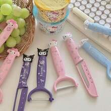 SANRIO Dụng cụ gọt vỏ rau củ quả Hello Kitty bằng thép không gỉ, tay cầm chống trượt, thiết kế hoạt hình, quà tặng cho bé gái và phụ nữ. - Nhiều màu - Xem 2