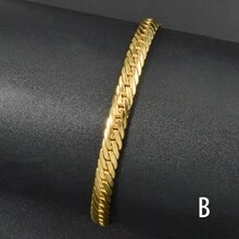 时尚奢华简约经典18K镀金编织手链设计，适合男士日常及派对佩戴 - 金色 - 查看 8