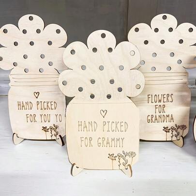 1pc Wooden Flower Stand, Unique Desktop Decor, DIY Mother's Day Gift, Floral Memorial Gift For Mom And Grandma, One-Of-A-Kind Wooden Flower Rack | Mother's Day Gift | Dandelion Flower Stand | Gift For Mom | Floral Decor