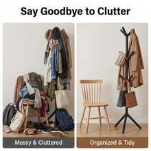 Perchero ligero de lujo: moderno y sencillo, independiente, para guardar sombreros y accesorios, con múltiples ganchos, duradero y compacto, ideal para dormitorio, entrada y organización de armarios. - Blanco - Ver 2