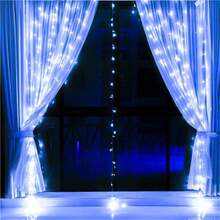 1 Set, White Lighting, 9.8ft X 9.8ft, Holiday LED Fairy Tale Decor Lights, 8 Curtain Light Modes, Battery Powered, Suitable For Christmas, Halloween, Bedroom, Window, Wedding, Party Decoration - Battery Box Curtain Light - View 8