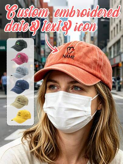 Gorra de béisbol personalizada bordada con nombre y diseño de dibujos animados, gorra de béisbol vintage minimalista, gorras de béisbol para mujer, accesorio de estilo casual y de calle personalizado para uso diario y viajes, gorra de despedida de soltera personalizada, regalo personalizado para cumpleaños, aniversario, amigos y familia, gorra clásica de papá personalizable para mujeres y hombres