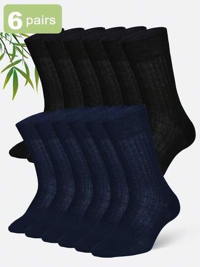 6 pares de calcetines casuales delgados y cómodos para hombres, para primavera y verano, fabricados con tela elástica y transpirable de bambú, con estilo de negocios