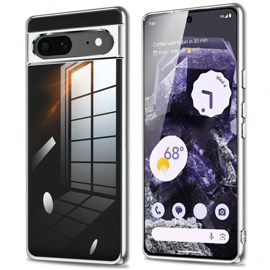 【爆売れ大人気商品】Pixel 8 ケース 対応 高透明メッキケース クリア感たっぷり 可愛いデザイン スリムフィット すまほカバー 衝撃防止 - シルバー - チェックする 1