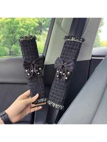 2pcs/1pc Bow Shaped Car Seat Belt Shoulder Protection Cover, Small Fragrant Wind Car Seat Belt Protection Cover, Decorative Cover, Anti Pinch Wear Seat Belt Cover Car Accessories - A - View 17