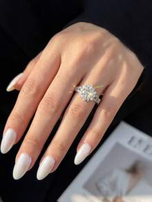 1 chiếc nhẫn Moissanite hình bông tuyết 1.0 carat, bạc sterling 925, quà tặng sang trọng, thanh lịch cho lễ đính hôn/cưới/sinh nhật/kỷ niệm cùng bạn thân, trang sức cô dâu. - Nhẫn Moissanite hình bông tuyết - 1 carat - Xem 3
