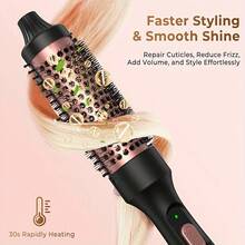 Bàn chải tóc tròn làm nóng nhanh 10 giây, máy tạo kiểu tóc ion để duỗi và uốn tóc, bàn chải tóc chuyên nghiệp có màn hình LCD. - màu đen - Xem 5