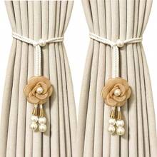 MEISIMENGSHA 2PCS Floral Curtain Tiebacks With Tassels, Braided Rope Curtain Holdbacks For Elegant Home Decor - Champagne - View 2